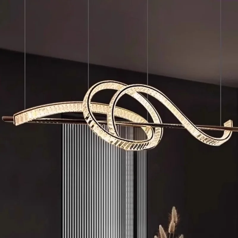 

Italian light luxury restaurant crystal chandelier modern creative dining table island table lamp