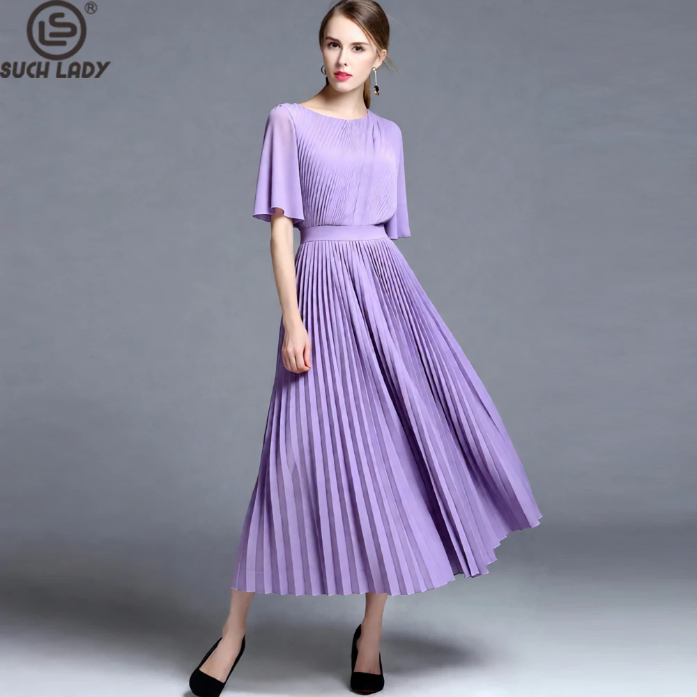 

Женское сиреневое плиссированное платье миди с рукавами-накидками, вечернее платье с высоким воротом, элегантная вечерняя одежда для гостей на свадьбу и коктейльных вечеринок