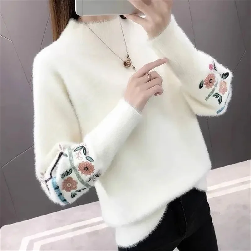 

100% Merino Wool High Turnover Collar Knitted Sweater For Women's Autumn And Winter Warm Top Elegant 2YS Versatile