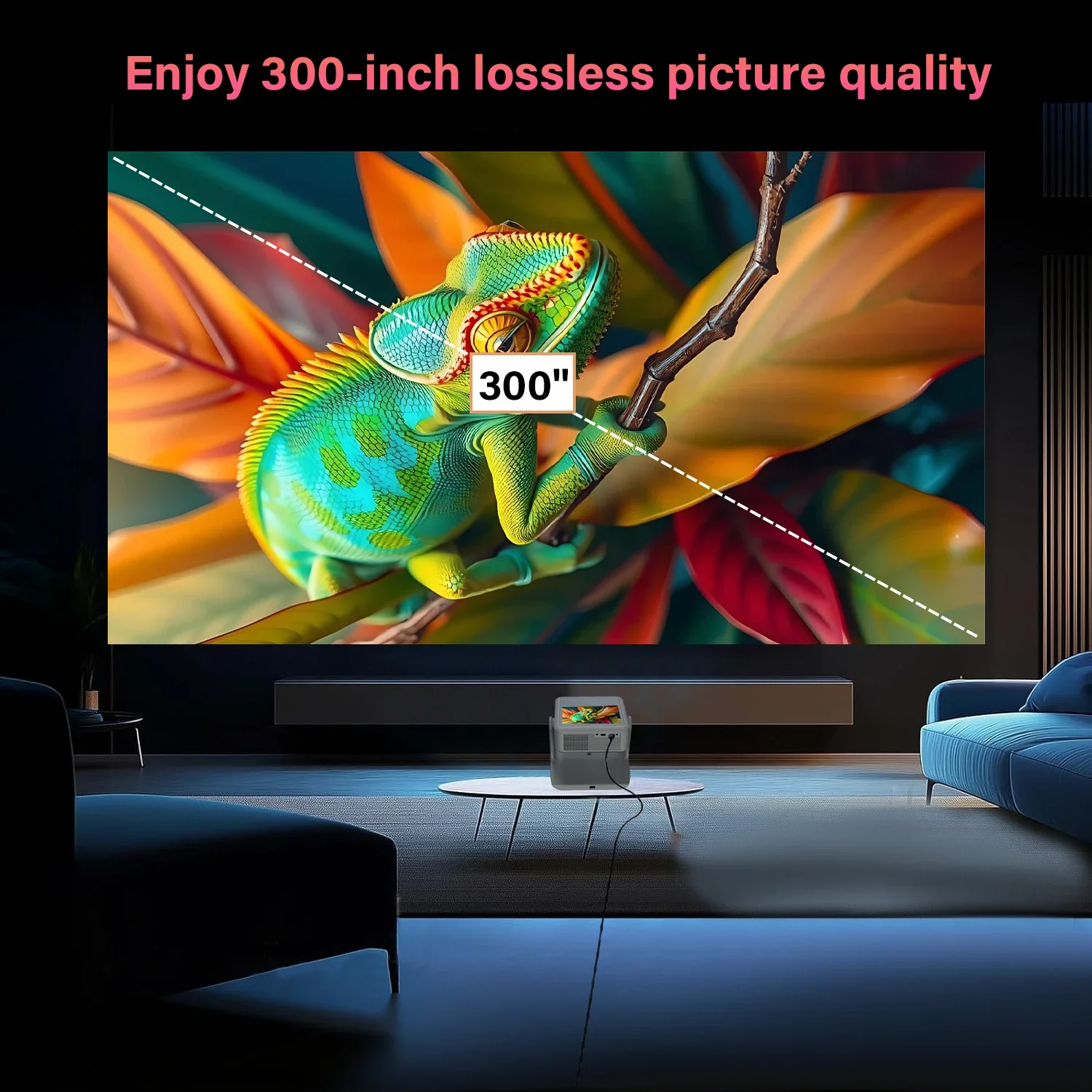 Projector 4K Ultra Mini Pocket Outdoor 200" Screen Support HDMI USB Compatible with PS5 Xbox iPhone Android Smart Devices