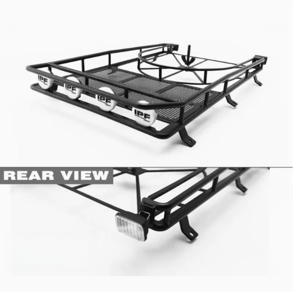 Scale 1/10 Steel Roof Rack and Front/Rear Lights set fits Axial SCX10 90046/90047 XJ Cherokee Body 1 10 Crawler RC Car