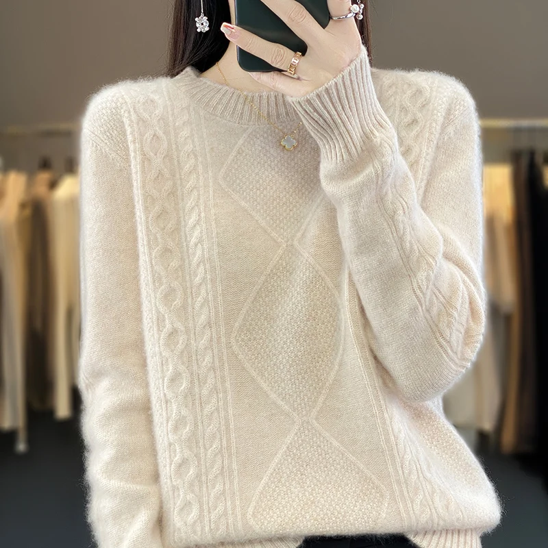 

Women's Cashmere O-Neck Sweater, Knitted Loose Pullover, Full Sleeve, 100 Pure Wool, Monochromatic, Relaxed, New