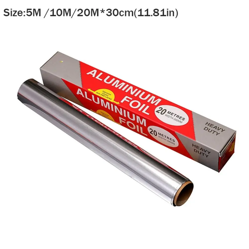 5M/10M/20M Aluminium Catering Tin Foil Disposable BBQ Accessories Barbecue Tin Foil Roll Thickened Heat Safe Food Tin Foil