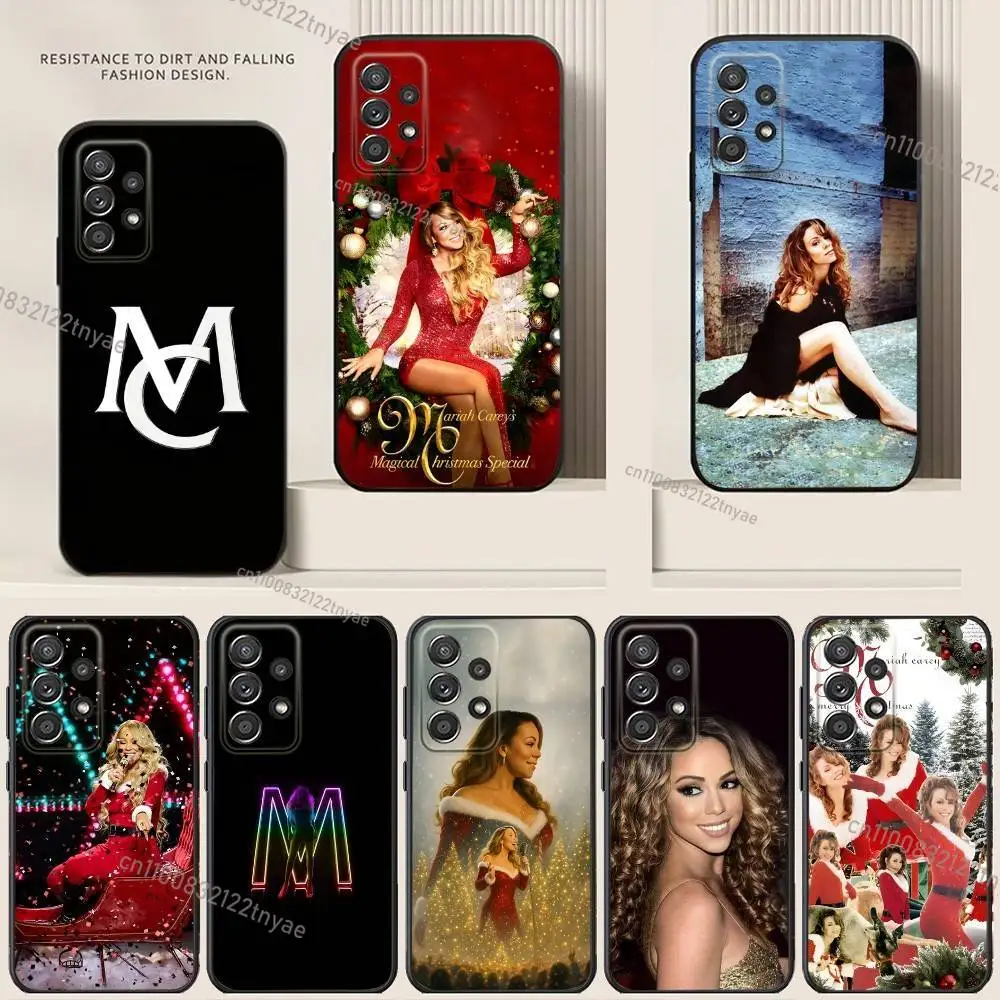 

M-Mariah Singer Carey Christmas Phone Case For Samsung S24,21,22,23,30,Ultra,20,Plus,Note,10,9,Black soft silicone case