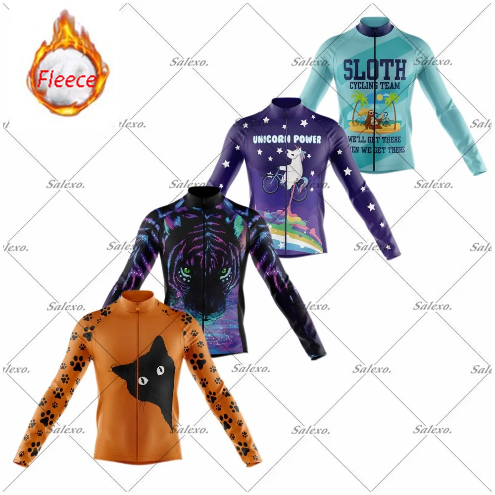 

SLOTH Cartoon Winter Men's Outdoor Riding Thermal Fleece Long Sleeve Cycling Jersey Ropa Ciclismo Hombre Bicycle Wear Clothing