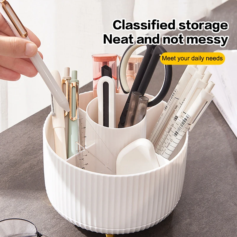 360° Rotating Makeup Tool Storage Box Desktop Organizer Cosmetic Brushes Holder Lipstick Eyebrow Pencil Holder Jewelry Container