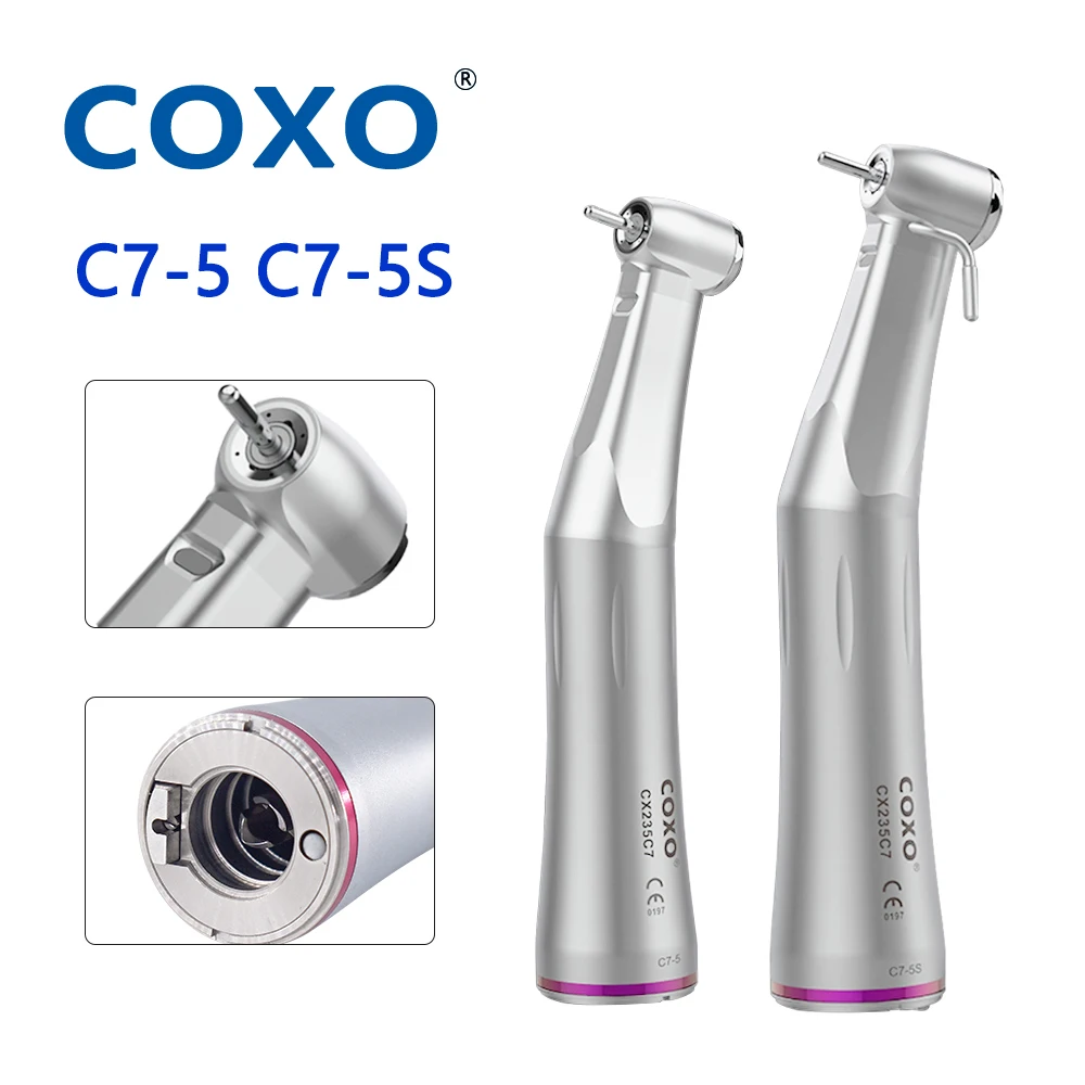 COXO YUSENDENT Dental 1:5 Increasing Fiber Optic Inner Channel Contra Angle Low Speed Handpiece C7-5 Dentistry Equipments