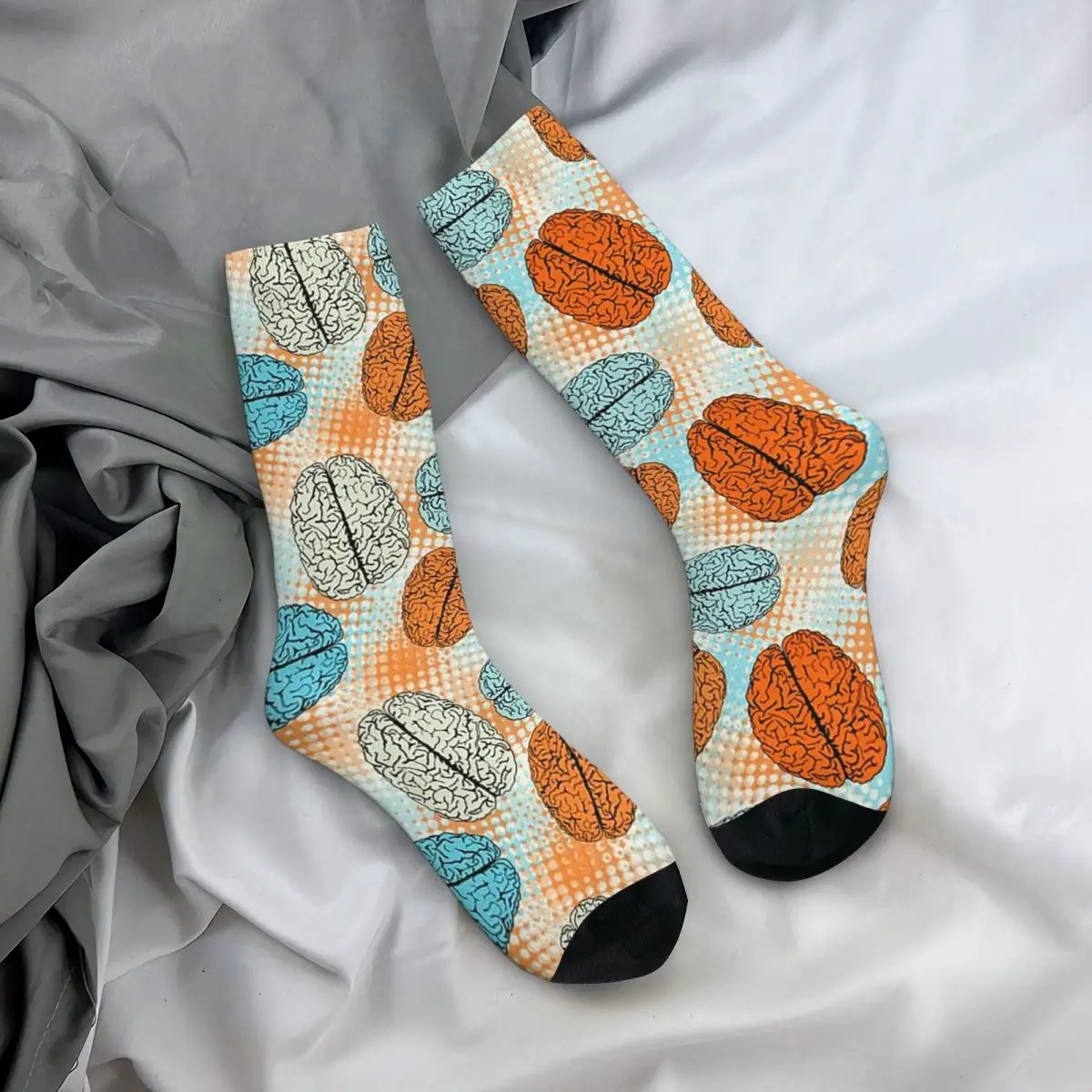 All Seasons Crew Stockings Collage Of Colorful The Human Brain Socks Casual Long Socks for Men Women Valentine's Day Gifts