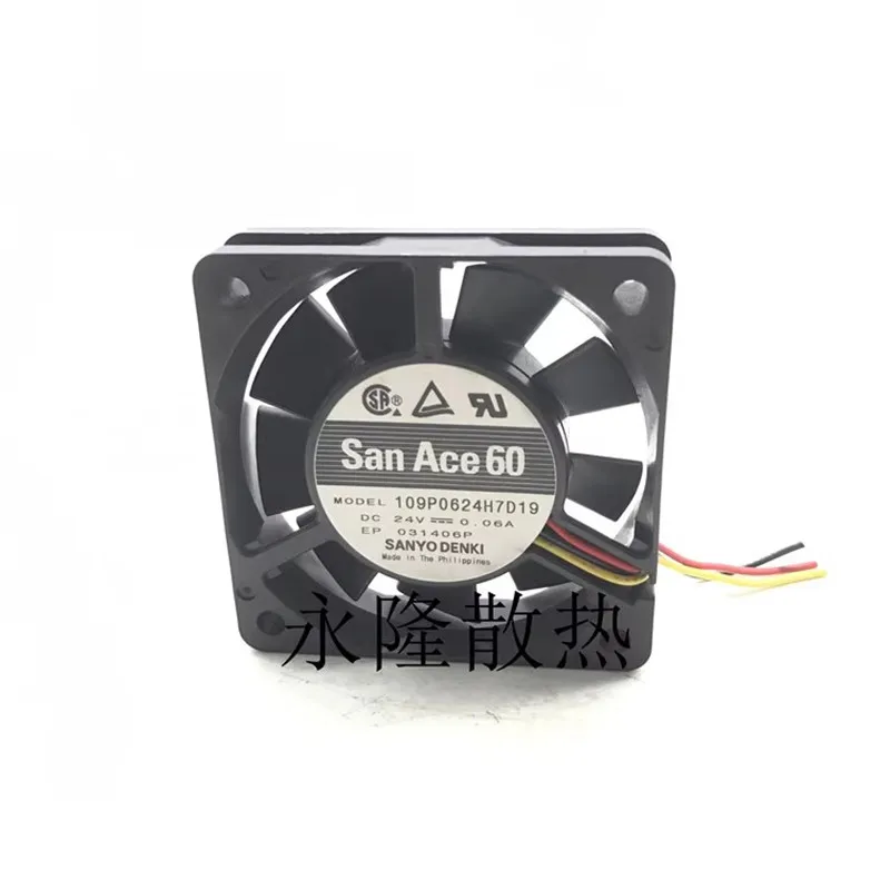 Original 109P0624H7D19 24V 0.06A 6CM 60 * 60 * 15MM 3-wire frequency converter Cooling fan