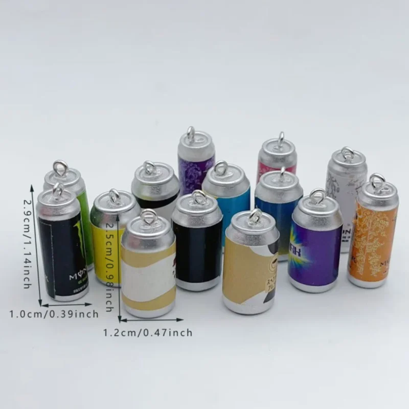 10Pcs Mini Simulation Beverage Can Resin Charms Colorful Imitation Drink Bottle Pendants DIY Earring Keychain Jewelry Making Sup view 6