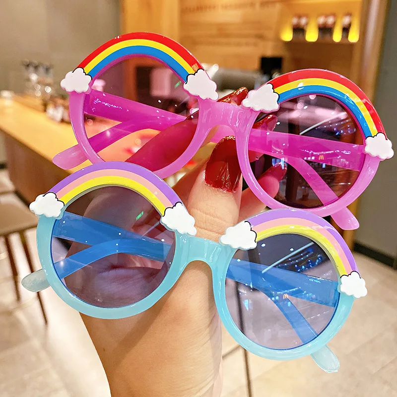 New Children Fashion Sunglasses Girls Decorate Rainbow Fashion Sun Glasses Cute Baby Outdoor Sunshade Eyewear UV400 Gafas De Sol