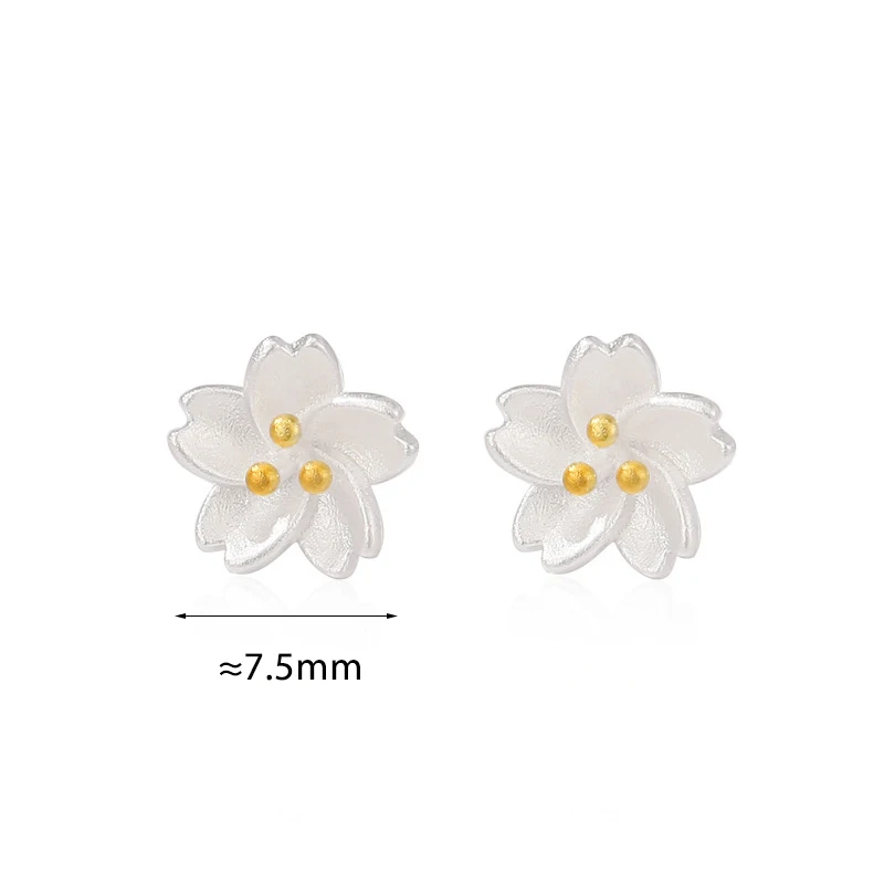 أقراط حقيقية من الفضة الإسترليني عيار 925 على شكل زهرة حلوة صغيرة للسيدات مجوهرات راقية لطيفة وإكسسوارات أنيقة ذات طابع شخصي