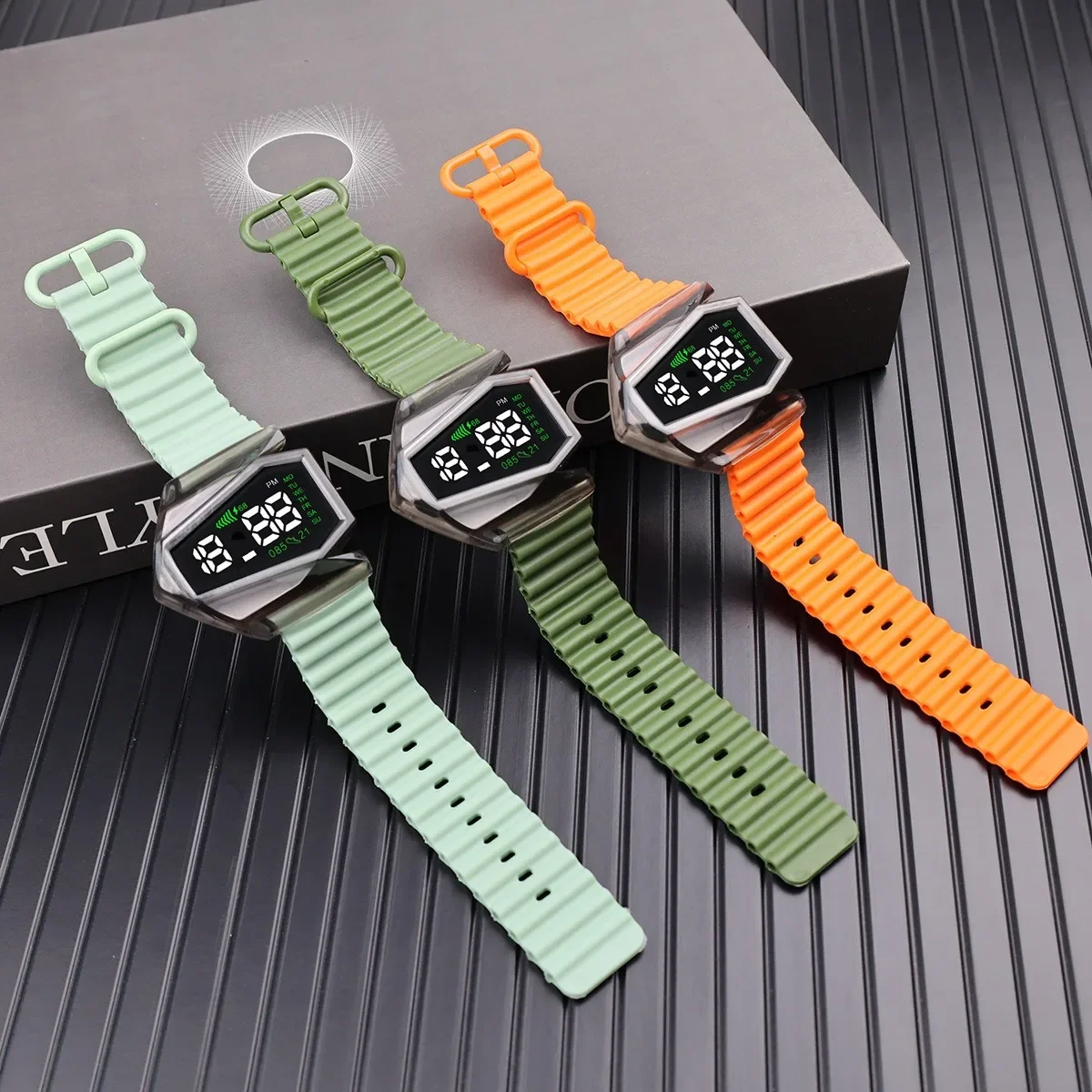 LED Digital Watches Set for Kids Multi-function Aircraft Watch Touch Screen Students Boys Girls Sports Electronic Watch Clock