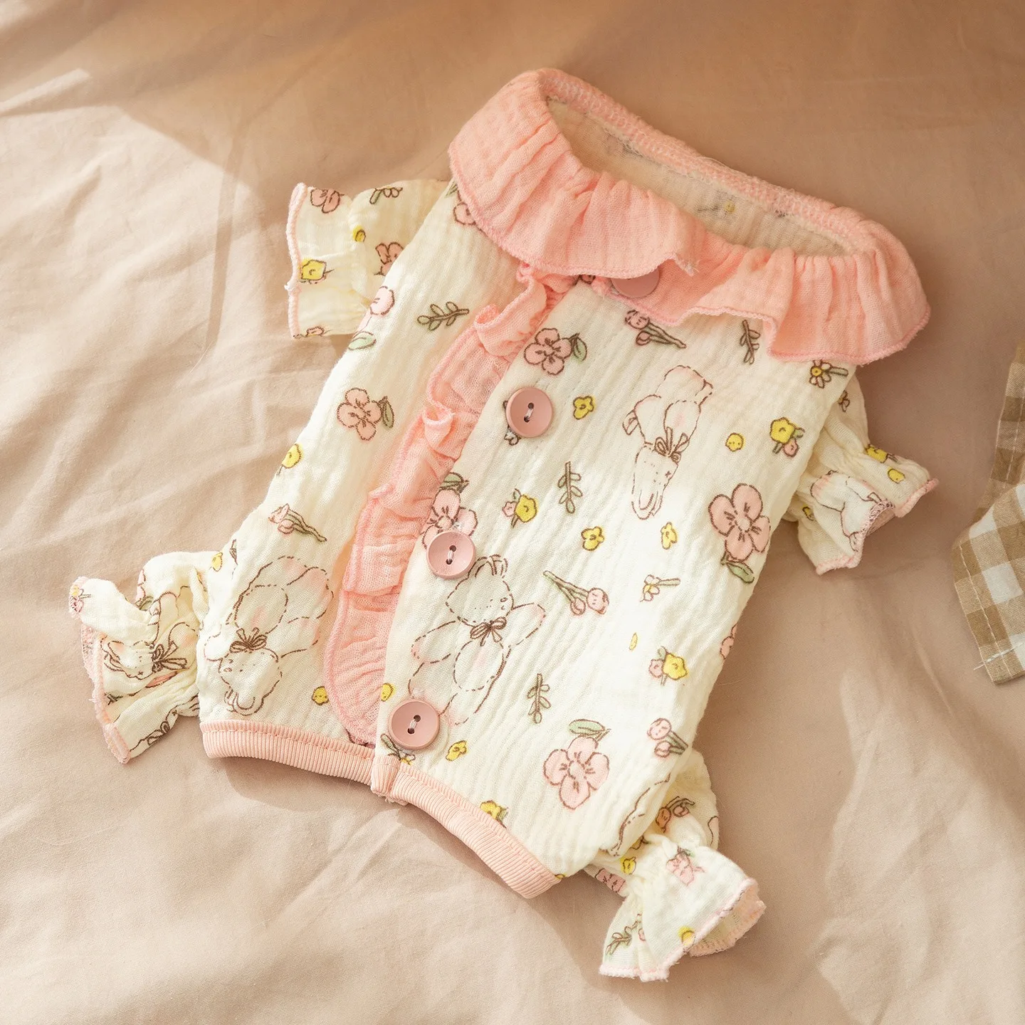 

New Style Four-legged Dog Clothes Teddy Jumpsuit Bichon Frise Autumn and Winter Warm Belly-Covering Clothes