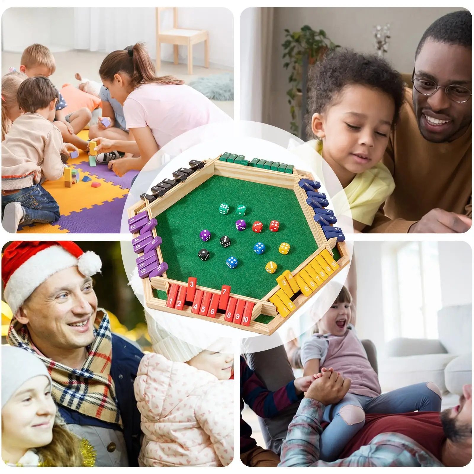 Permainan Papan Shut The Box Permainan Papan Kayu Dua Sisi & Dadu Interaksi Orang Tua-Anak Hiburan Keluarga