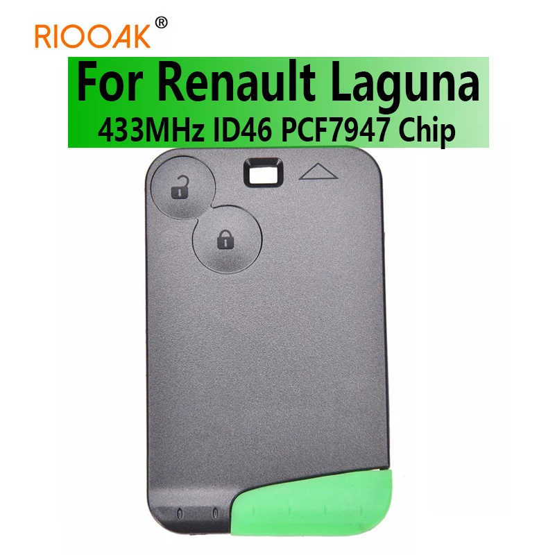 

2 Buttons Smart Card for Renault Laguna Remote Key Fob 433MHz ID46 PCF7947 Chip with Key Blade