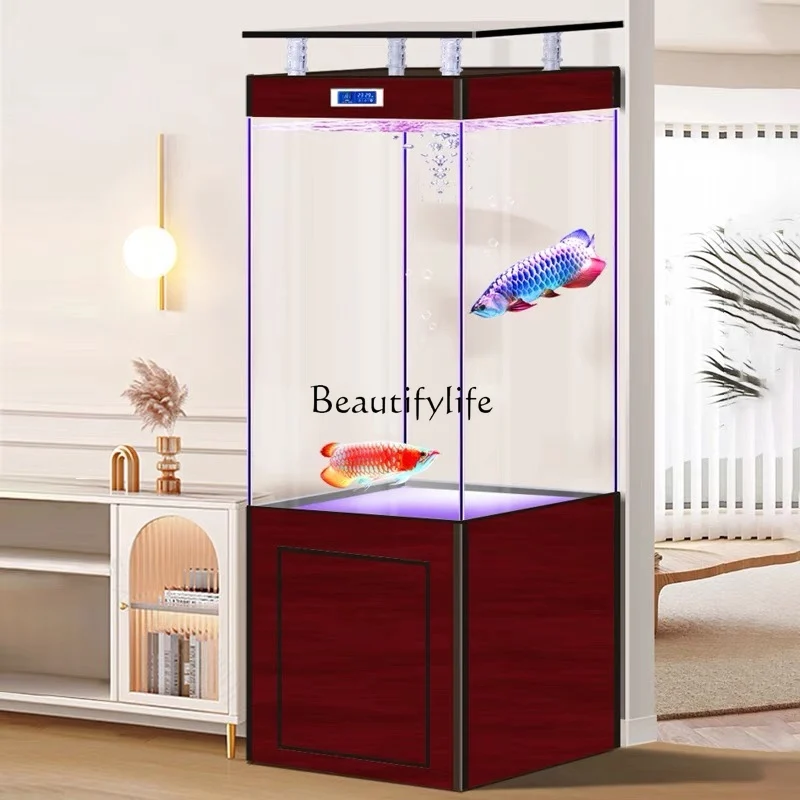 Jinjing Super White Glass Living Room Dragon Fish Tank Home Standing against the Wall Change Water Aquarium