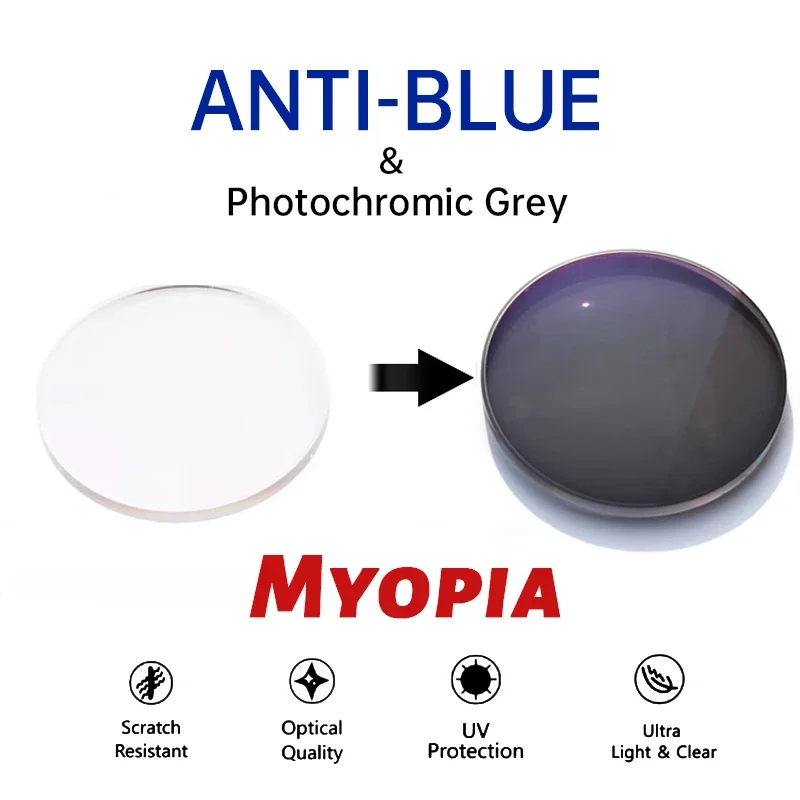 ENTITY1.561.611.671.74CR39 Resin Aspheric Myopia Hyperopia Optical Prescription Astigmatism Anti Blue Ray Photochromic 2pieces