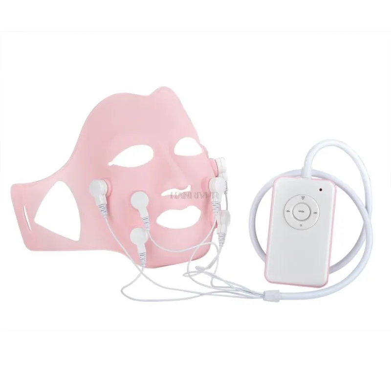 Red soft gel facial mask massager with vibration acupoint controller anti-wrinkle skin care tool