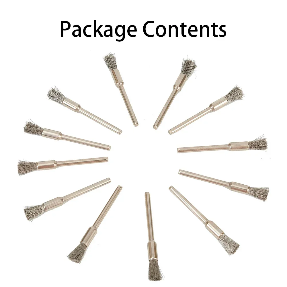 

15PCs 5mm Stainless Steel Wire Brush Mold Grinder Handle Electric Rotary Drill Remove Rust Polishing Wire Brush Accessories Set