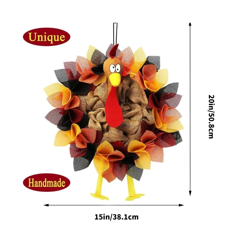 Turkije Krans Thanksgiving Party Krans voor Voordeur Outdoor en Indoor Thanksgiving Deur Decoraiton Herfst Krans Dropship