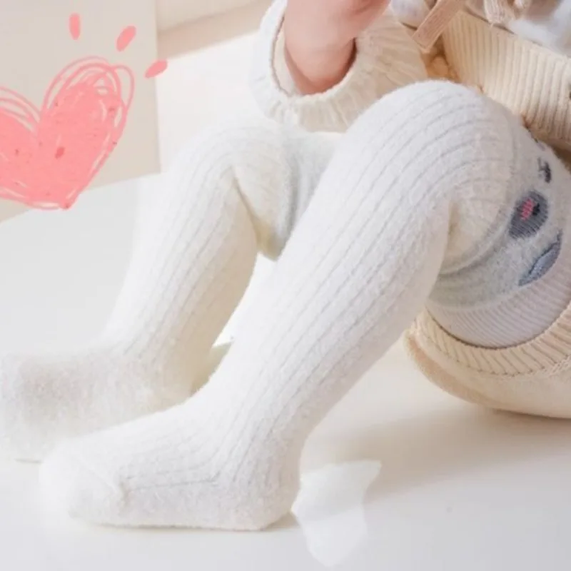 Calcetines térmicos de invierno con dibujos animados para niños y niñas de 0 a 12 meses, calcetines elásticos hasta la rodilla sin costuras, con mezcla de algodón suave y cálida para recién nacidos