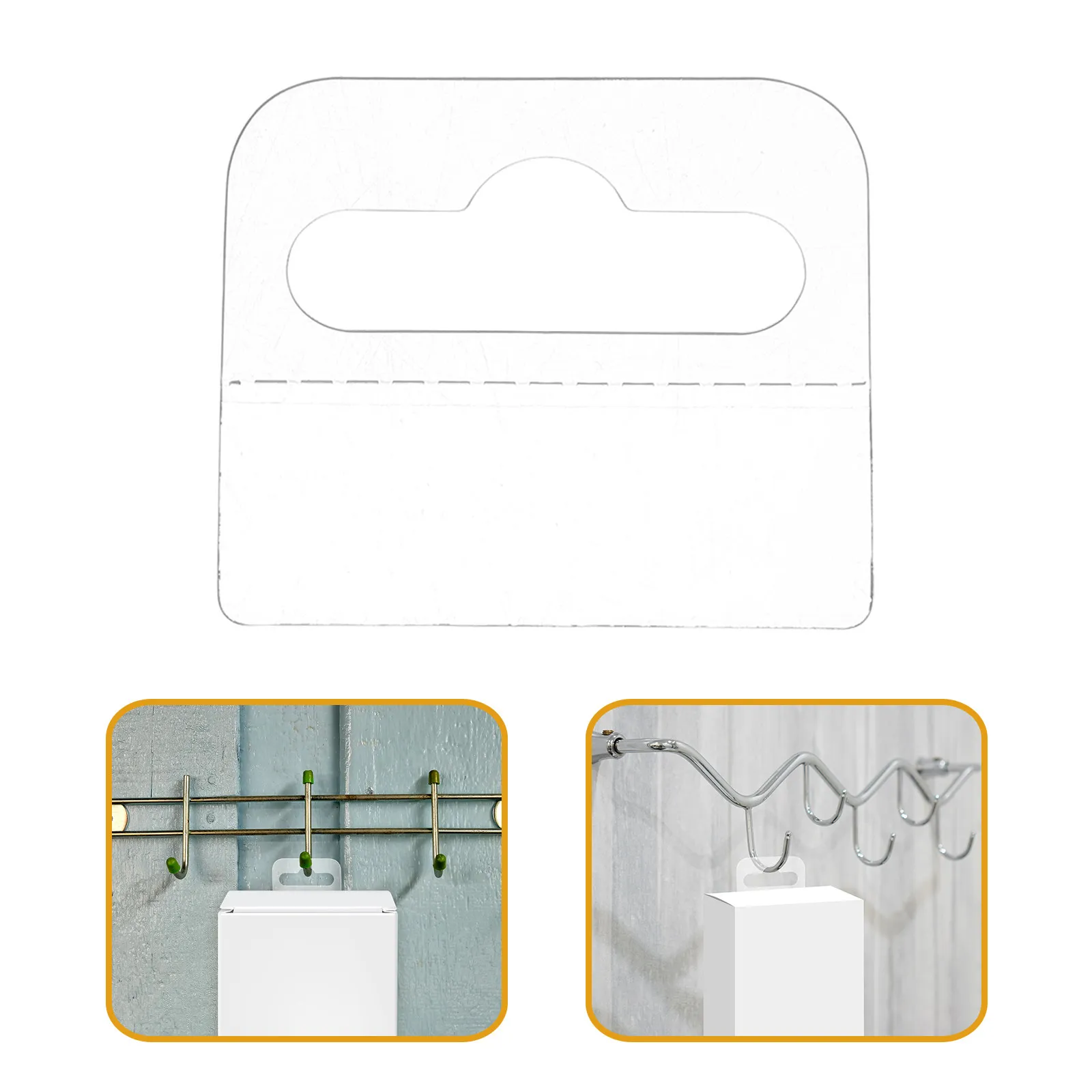 

300Pcs Clear Hang Tabs for Retail Self-Adhesive Plastic Hanging Display Tags Hole Design Effortless Application