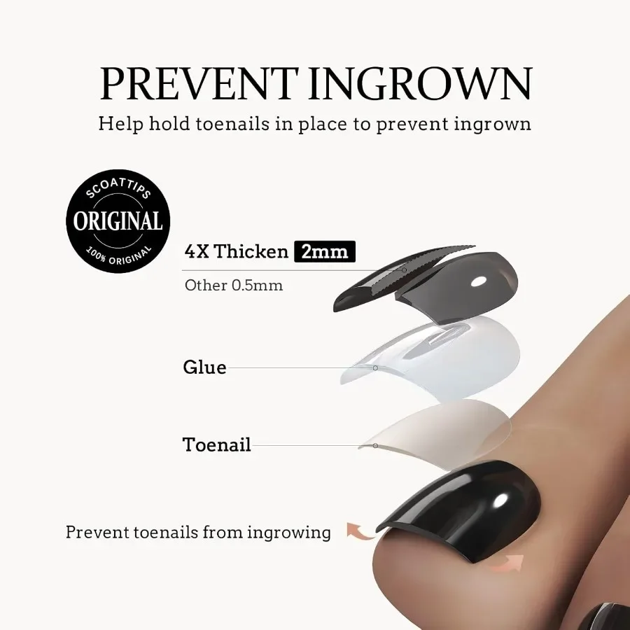 SCOATTIPS ショートトゥネイルチップ ホワイト 付け爪 女性用 160枚 16サイズ ソフトジェル 付け爪 フェイクネイル エクステンション デイリーユース