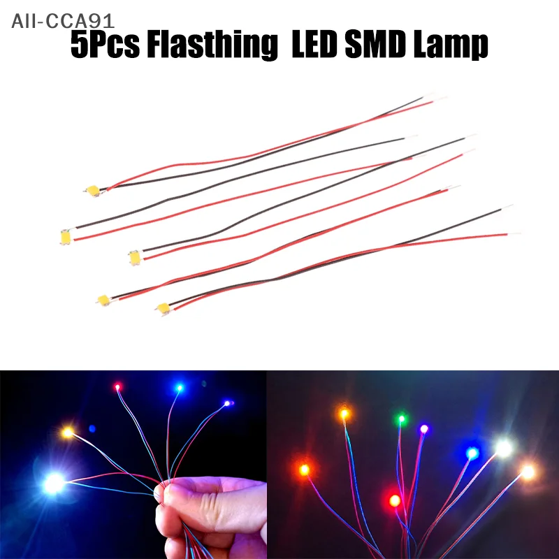 

5Pcs 0805 Flashing LED SMD Lamp Wired Micro Led Pre-Soldered Chip Mini Wired Lamp For Railway Model Toy DIY Car Model Parts