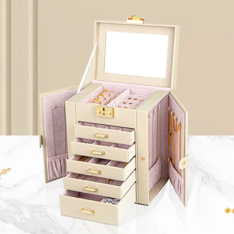 YFY jewelry box large capacity stud earrings multi-layer ring necklace storage box jewelry