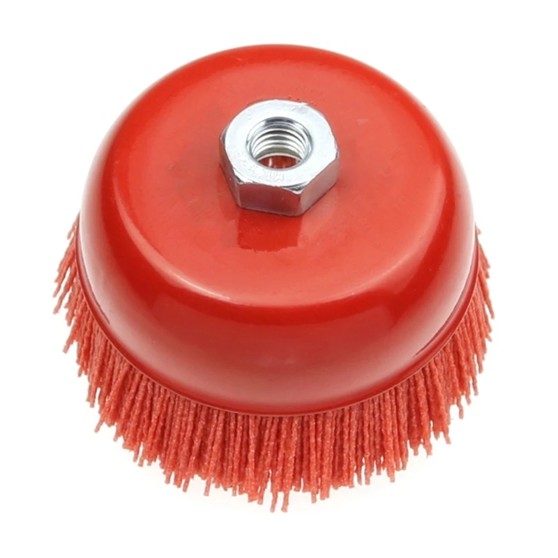 100mm Cup Nylon Abrasive Brush Wheel M14 P80 Pile Polymer-abrasive Wheel Dropship