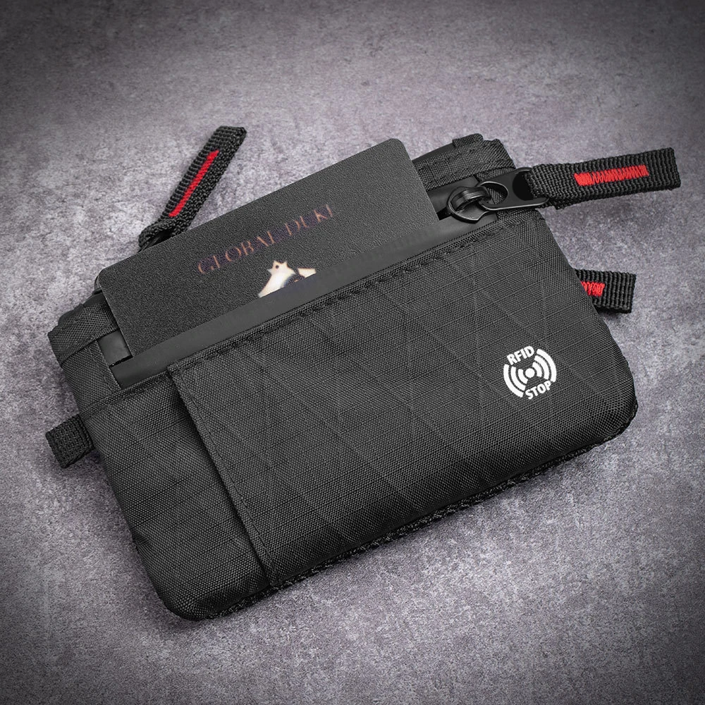 Modische EDC RFID-blockierende, ultradünne Geldbörse für Männer und Frauen, Kreditkartenetui mit mehreren Fächern, leichtes Münzfach mit Reißverschluss – Detail 5