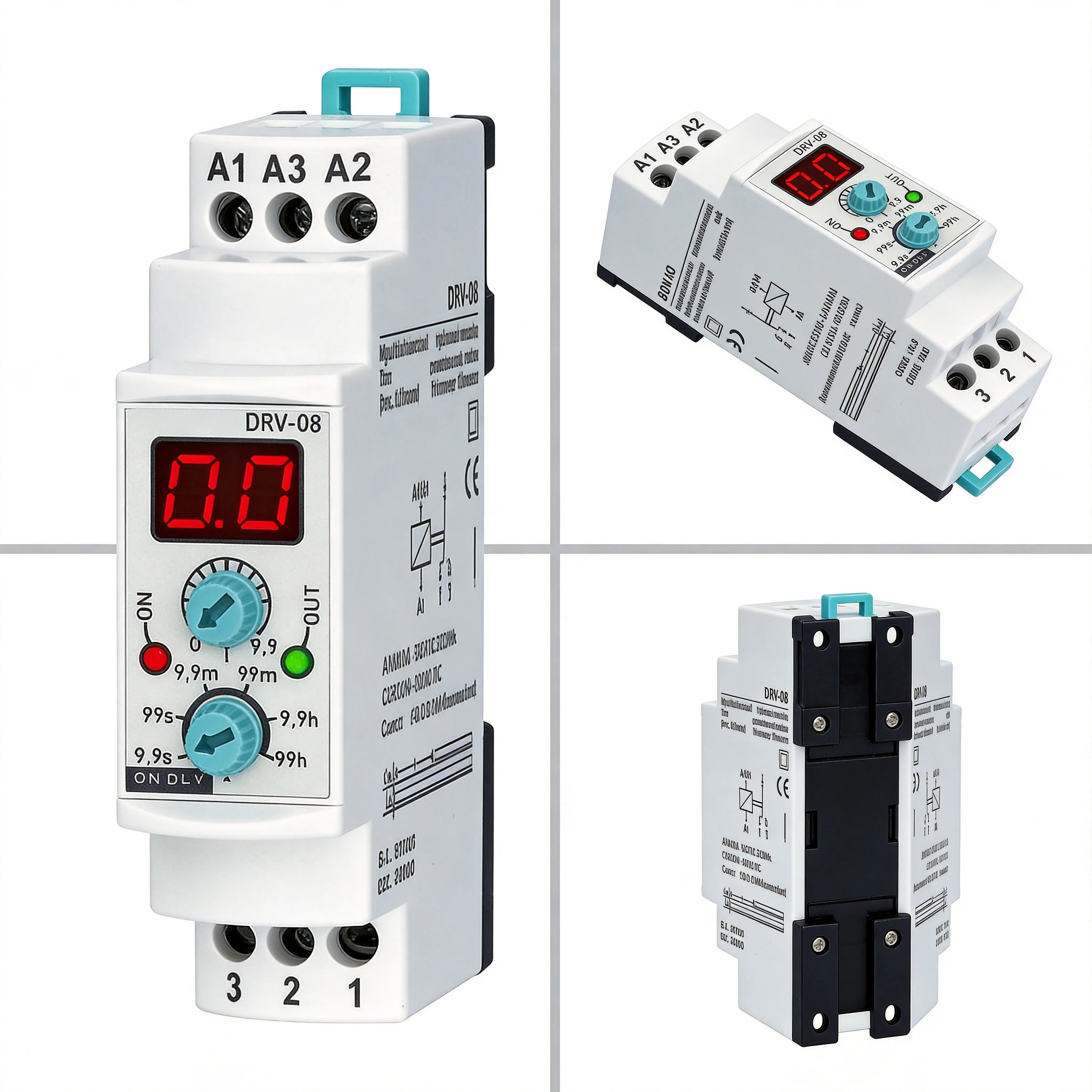 Multi-Function Digital Timer Relay 0.1s-100h Time Delay, DIN Rail Mount Module For Automation Equipment Control