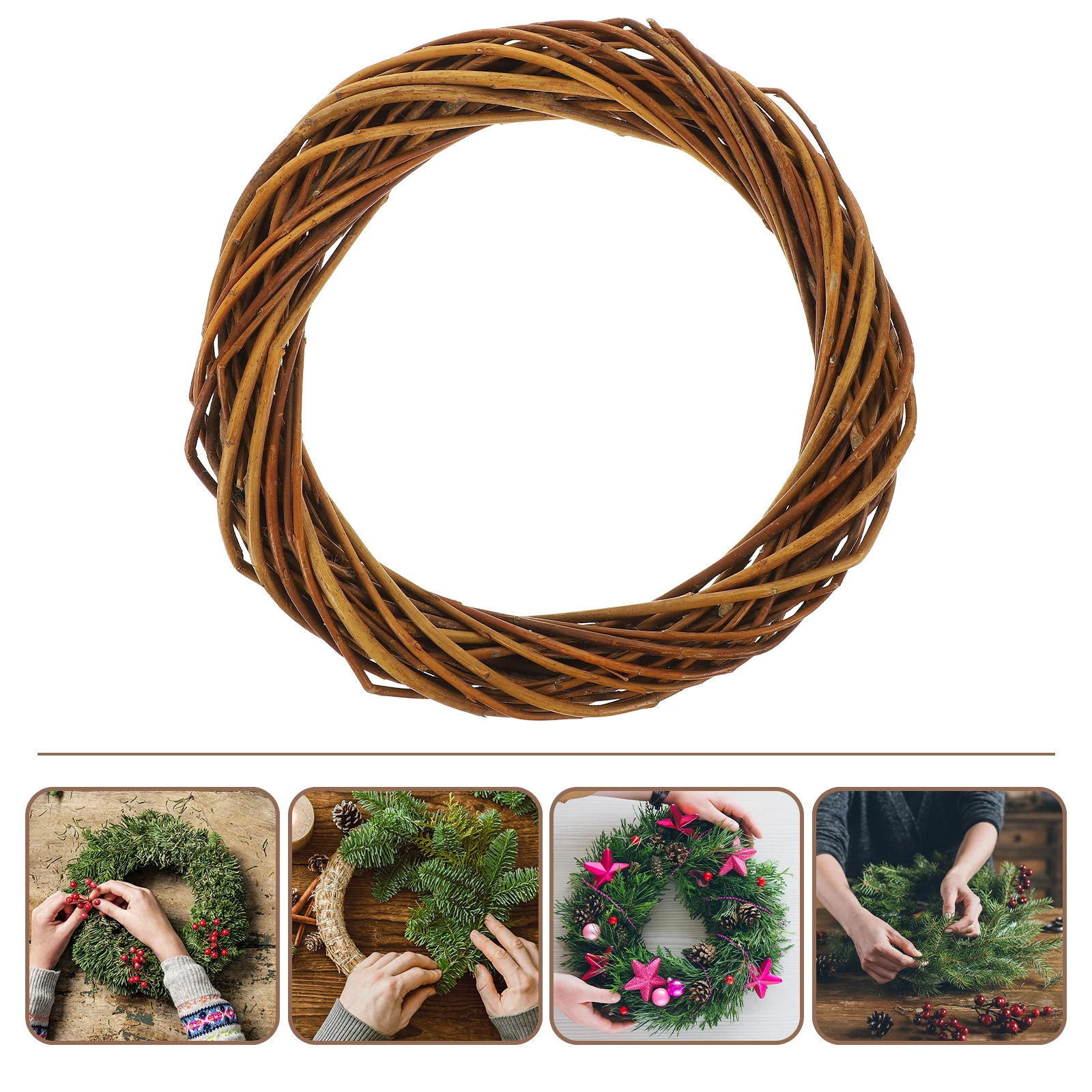 

1pc Wicker For Craft Diy Natural Material Plain Wreaths Decorating Floral Frame Hanging Wreath Decors Small Wreaths Crafts
