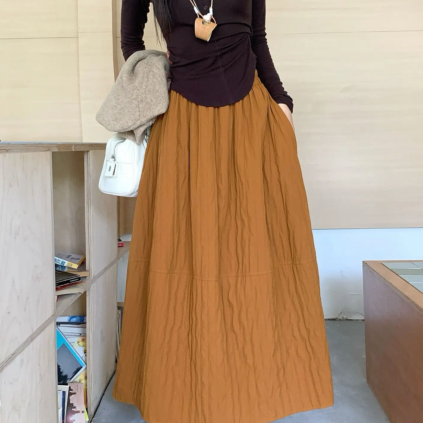 Vintage dreidimensionaler Blumenknospen-Halbrock für Damen, Herbst 2022, neuer, hoch taillierter, schlankmachender, bauschiger, mittellanger Rock