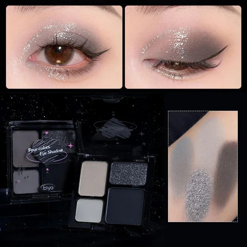 

Heallor Smoky Punk 4-color Eyeshadow Glittler Night Eyeshadow Pink Blue Color Long Lasting Waterproof Shimmer Pigment Eye Makeup