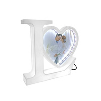 Sublimation Frame Custom Blank  Led Heart Logo Magic Mirrors Usb Charging With Led Light