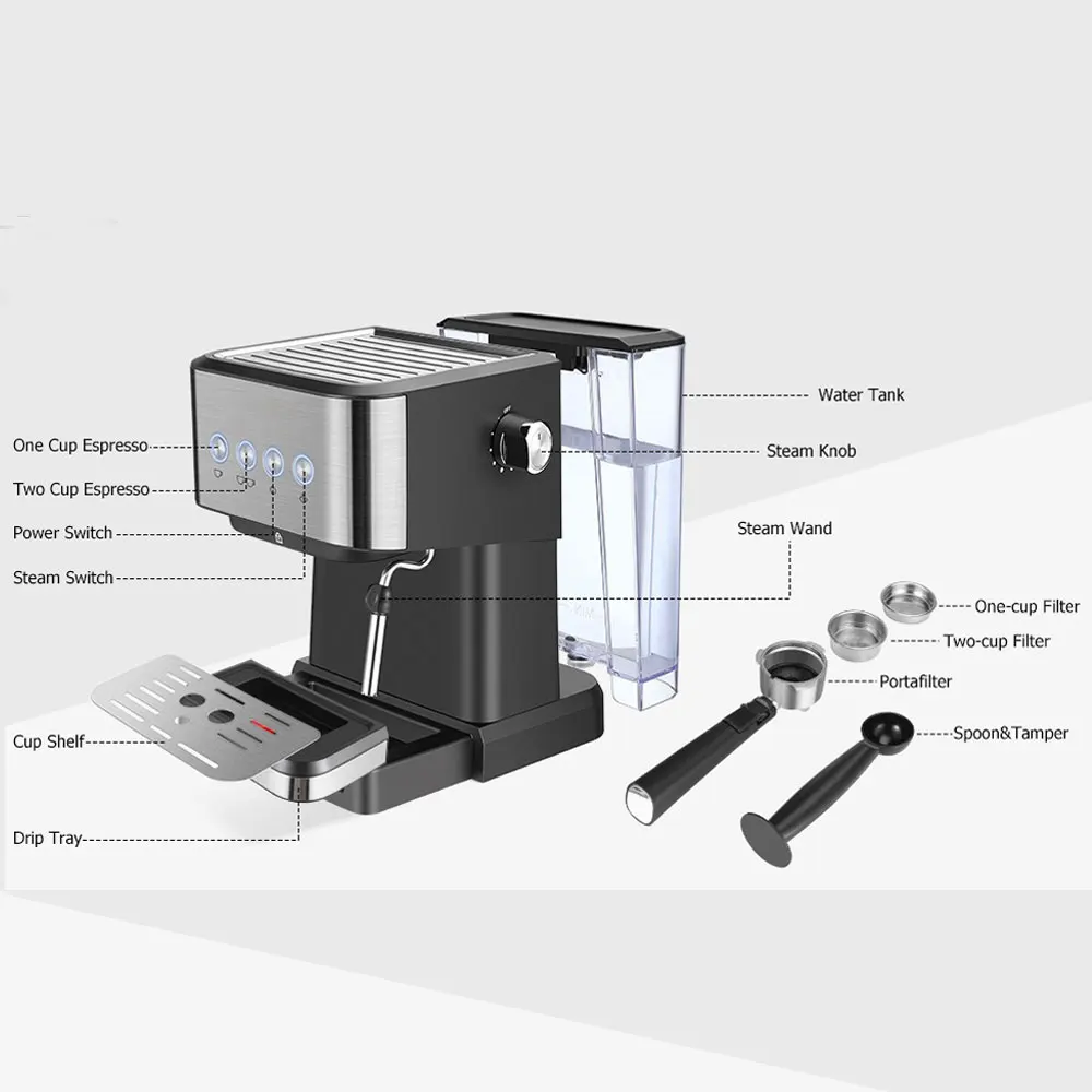 Italian Automatic Semi-automatic Concentrated Extraction Milk Foam Household Office Small Coffee Machine 110V US /220V EU Plug