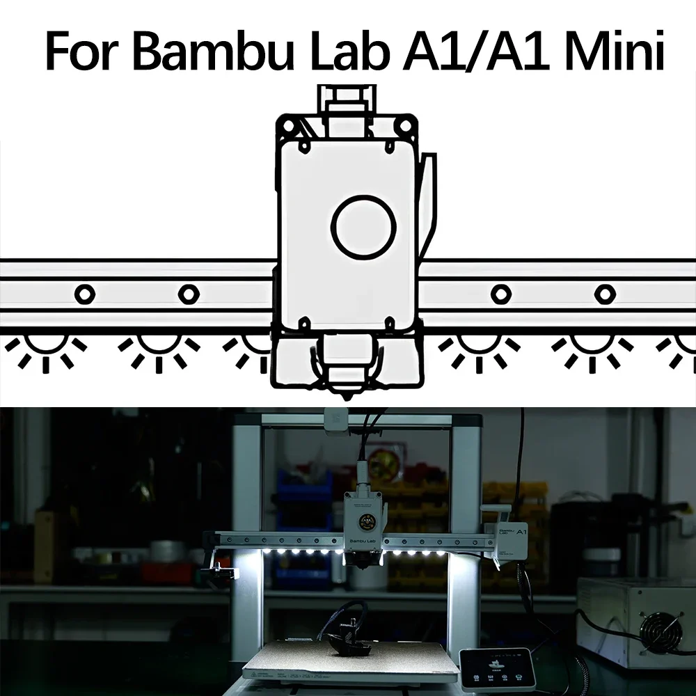 For Bambu Lab A1/A1 Mini Led Light Strip Ra95 Fill Light 24V White Light Super Bright Bambulab 3D Printer Parts Accessories