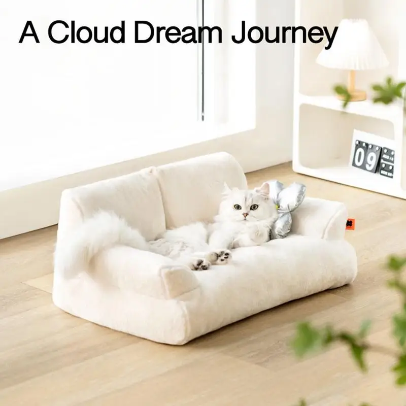 Winter Plush Cat Nest Warm Pet Sofa Cat Bed Plush Puppy Bed Small Dog Sofa With Anti-Slip Bottom Pet Bed For Small Medium Dogs