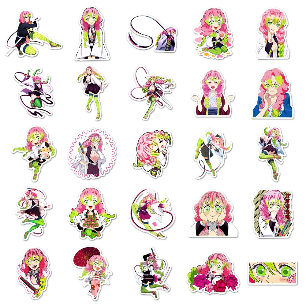 10/30/50pcs Demon Slayer Kanroji Mitsuri Stickers Cute Girls Cartoon Sticker Laptop Bike Suitcase Notebook Aesthetics Decals