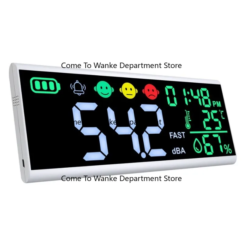 

Wall Mounted LED Display Noise Meter Sound Level Detector Decibel Meter with Time Temp Humidity Alarm Function