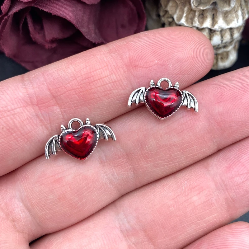 10pcs Gothic Devil's Wings Charms for DIY Jewelry Making