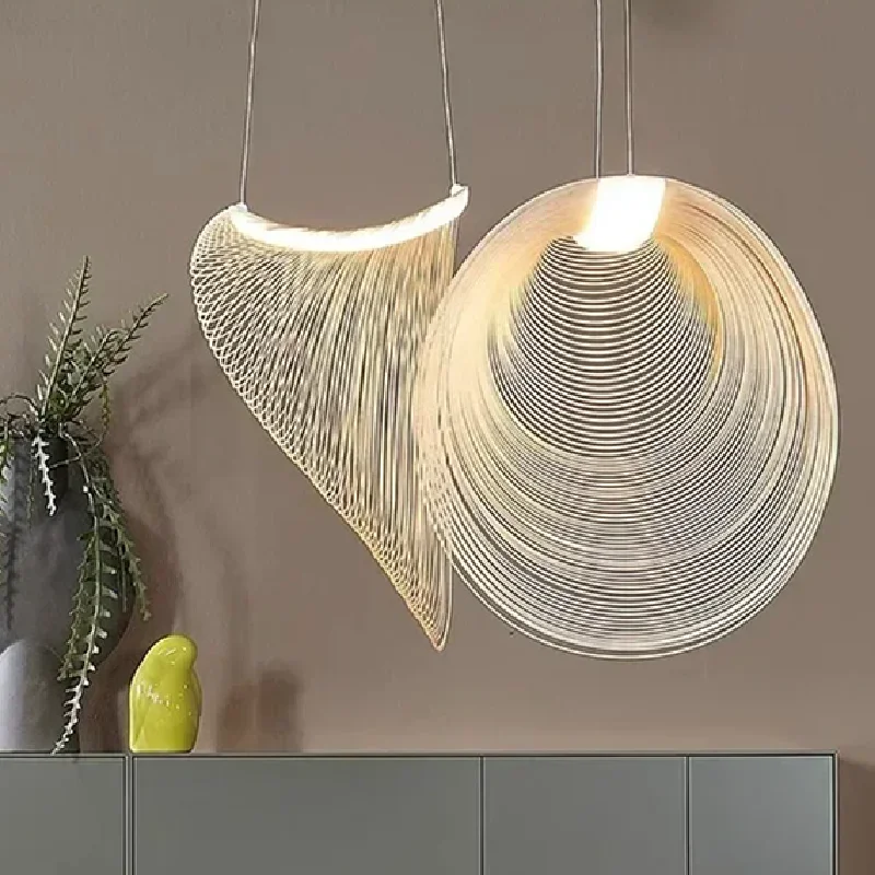 Italian Style Minimalist Straw Hat Modern Led Chandelier Home Decoration Pendant Lights Linear Wood Pendant Lamp For Living Room