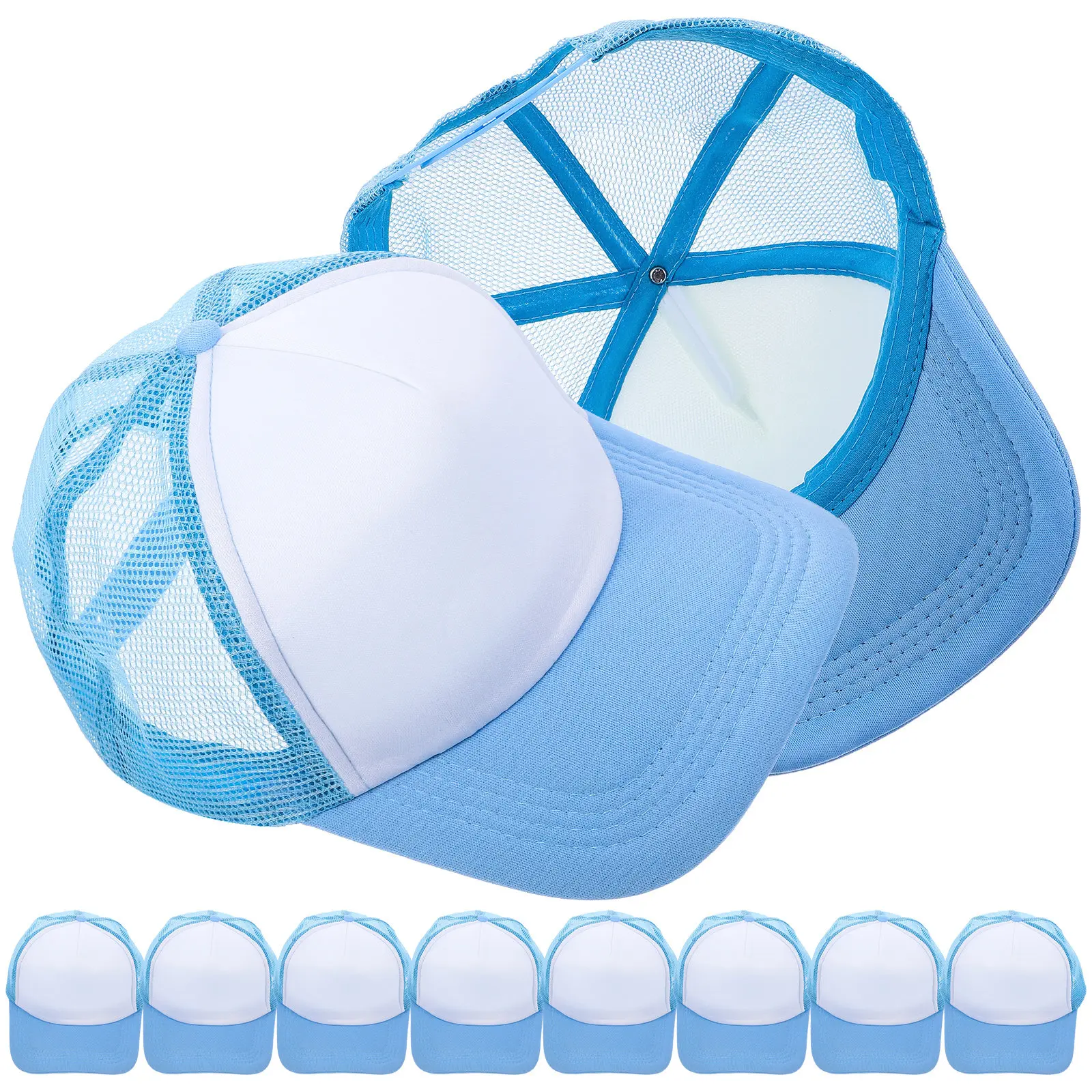 

10 шт. пустых бейсболок с сетчатым дизайном для сублимации, для термопереноса, персонализированные, летние, уличные, оптом, унисекс