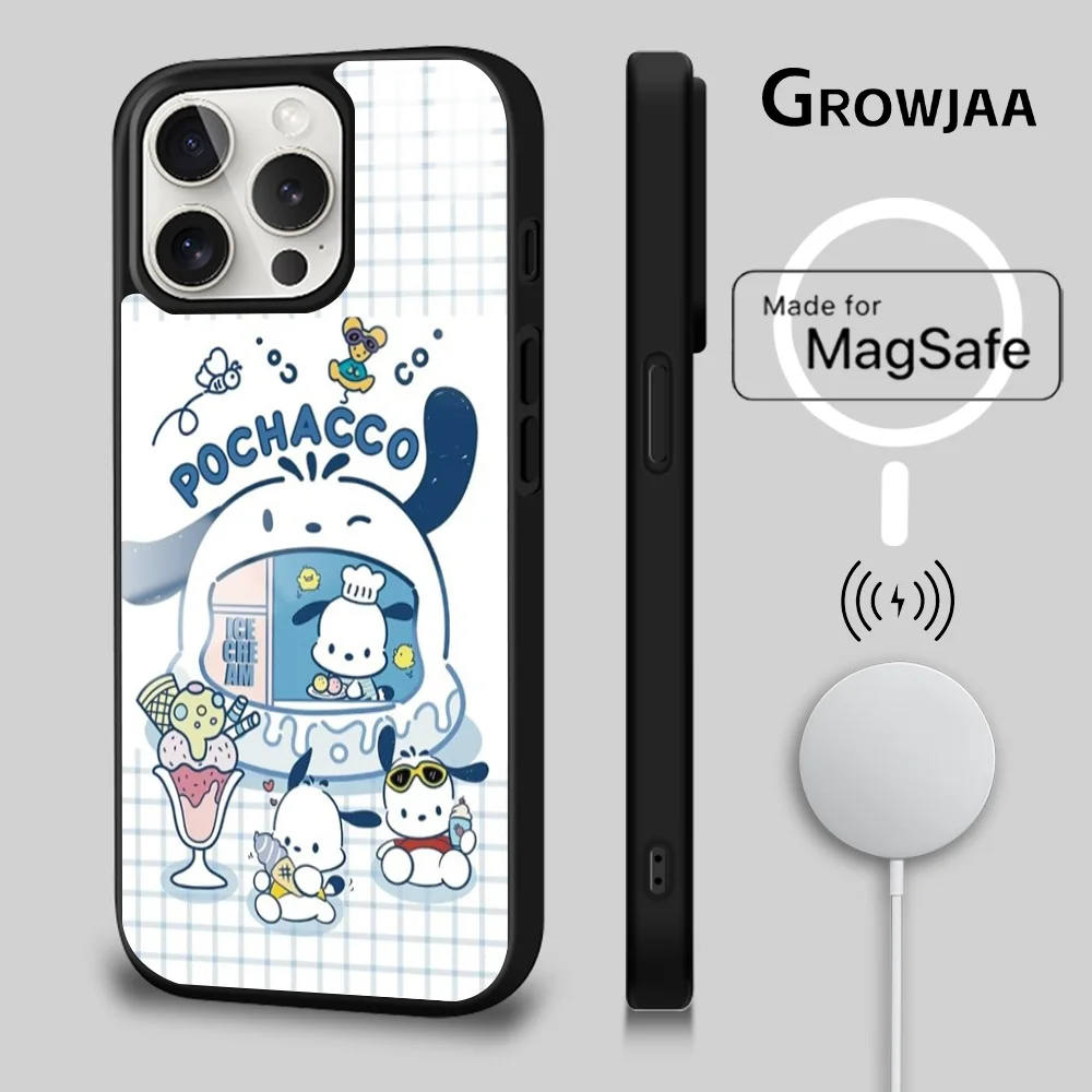 

Sanrio Pochacco Magsafe Phone Case For iPhone 15 14 13 12 11 Pro Max Plus Mini Mirror Wireless Charging Funda