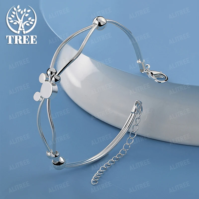 

New 925 Sterling Silver Open Bangle Bracelet Girls Popular Gift Accessories Fine Cute Jewelry Birthday Anniversary Party