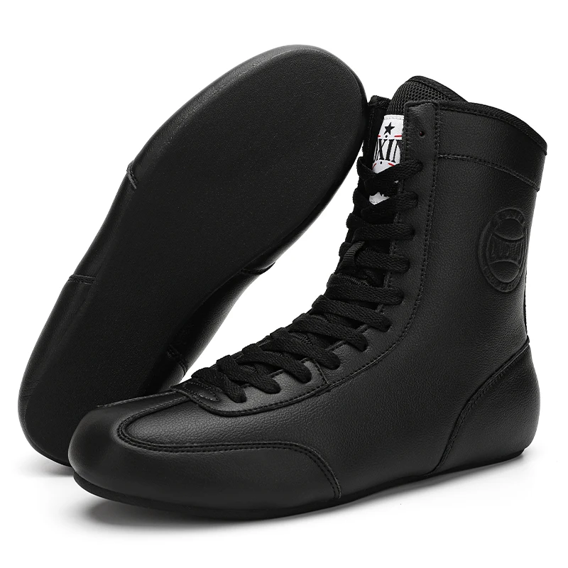 Profesjonalne buty zapaśnicze mężczyźni kobiety skórzane czarne buty bokserskie męskie dobrej jakości buty gimnastyczne męskie designerskie buty