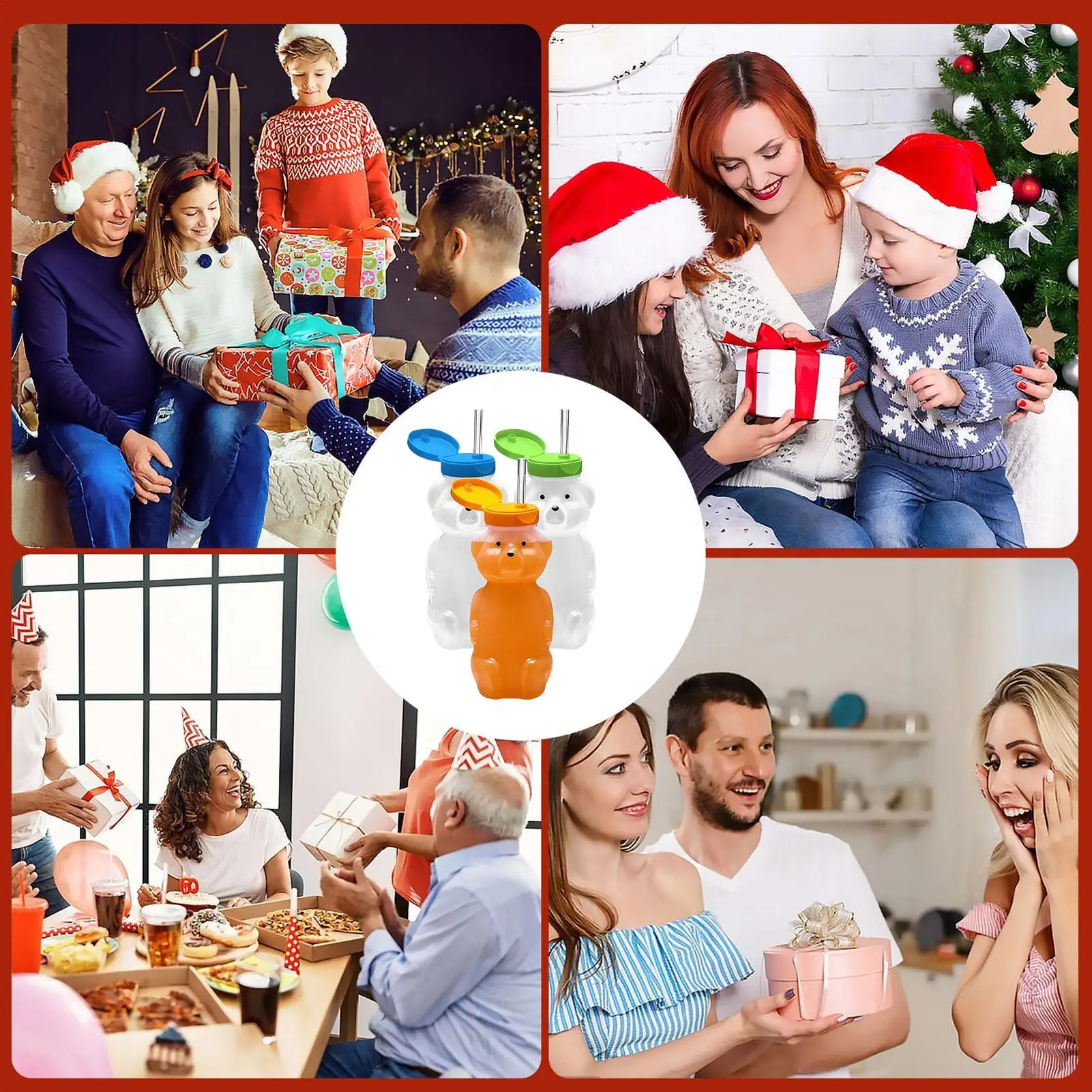 

Bear Cup With Straw 230Ml Water Bottle With Lid Transparent Cute Bear Cups With Straws For Women Kids Girls Iced Coffee Milk Tea