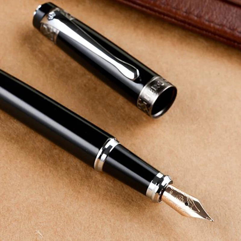 

Hero 300 12K Black Barrel Gold Fine Nib 0.5mm Fountain Pen Gold And Silver Trim Office School Writing Tool Gift Box Pen Set